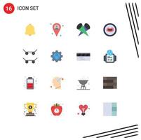 Universal Icon Symbols Group of 16 Modern Flat Colors of setting sport lights skateboard lips Editable Pack of Creative Vector Design Elements