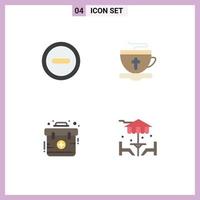 Editable Vector Line Pack of 4 Simple Flat Icons of basic first tea hot beach Editable Vector Design Elements