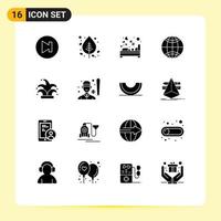 Modern Set of 16 Solid Glyphs and symbols such as crown world bedroom globe sleep Editable Vector Design Elements