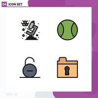 4 Universal Filledline Flat Colors Set for Web and Mobile Applications chemistry secure ball lock folder Editable Vector Design Elements