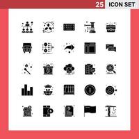 Modern Set of 25 Solid Glyphs and symbols such as business sale recycle hammer auction Editable Vector Design Elements