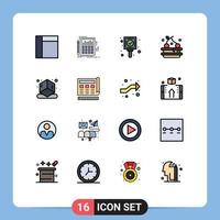 Set of 16 Modern UI Icons Symbols Signs for blueprint printing mark cube food Editable Creative Vector Design Elements