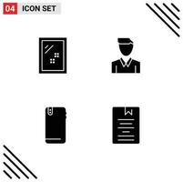 4 User Interface Solid Glyph Pack of modern Signs and Symbols of door phone wash man mobile Editable Vector Design Elements