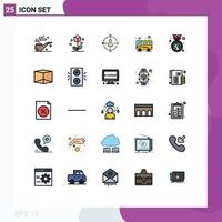 Stock Vector Icon Pack of 25 Line Signs and Symbols for ecology badge ambient transport bus Editable Vector Design Elements