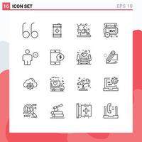 16 Creative Icons Modern Signs and Symbols of human block lotus avatar shopping Editable Vector Design Elements