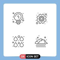 4 Universal Line Signs Symbols of brainstorming drops day labour paint Editable Vector Design Elements