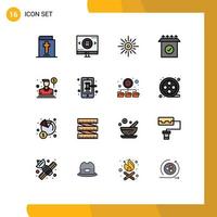 Set of 16 Modern UI Icons Symbols Signs for person setup sun ready weather Editable Creative Vector Design Elements