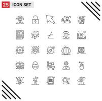 Group of 25 Lines Signs and Symbols for female announcement left scanning recognition Editable Vector Design Elements