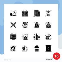 Set of 16 Modern UI Icons Symbols Signs for sword printing wallet cube programming Editable Vector Design Elements