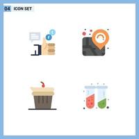 4 Universal Flat Icons Set for Web and Mobile Applications campaign done facebook map kitchen Editable Vector Design Elements