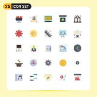 25 Universal Flat Color Signs Symbols of user interface coding communication monitoring Editable Vector Design Elements