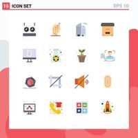 Modern Set of 16 Flat Colors and symbols such as flask document building computer box Editable Pack of Creative Vector Design Elements