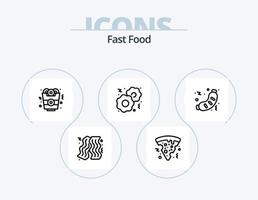 paquete de iconos de línea de comida rápida 5 diseño de iconos. . . rápido. dulce. alimento vector