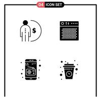 User Interface Pack of 4 Basic Solid Glyphs of business portable management audio media Editable Vector Design Elements