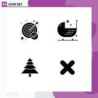 User Interface Pack of 4 Basic Solid Glyphs of achievement forest target disease tree Editable Vector Design Elements
