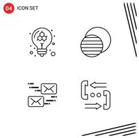 Pictogram Set of 4 Simple Filledline Flat Colors of bulb mail molecule space message Editable Vector Design Elements