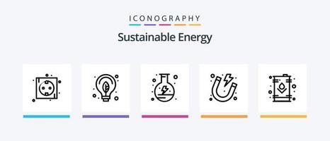 Sustainable Energy Line 5 Icon Pack Including power. electricity. electrical. plant. eco. Creative Icons Design vector
