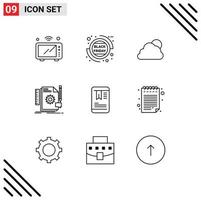 Set of 9 Commercial Outlines pack for support develop sale design cloudy Editable Vector Design Elements