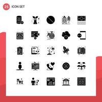 User Interface Pack of 25 Basic Solid Glyphs of online ecommerce cancel supply power Editable Vector Design Elements