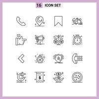 Pictogram Set of 16 Simple Outlines of bubble mountain instagram nature hill Editable Vector Design Elements