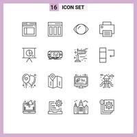 16 Creative Icons Modern Signs and Symbols of printer gadget user devices vision Editable Vector Design Elements