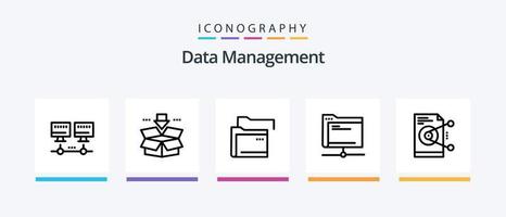 Data Management Line 5 Icon Pack Including share. server. computer. search. document. Creative Icons Design vector