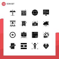 16 User Interface Solid Glyph Pack of modern Signs and Symbols of office business help error develop Editable Vector Design Elements