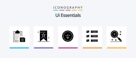 Ui Essentials Glyph 5 Icon Pack Including list. design. tag. interface. download. Creative Icons Design vector