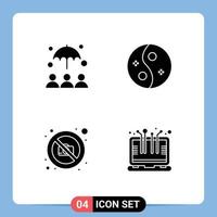 Pictogram Set of 4 Simple Solid Glyphs of insurance image beauty style photography Editable Vector Design Elements