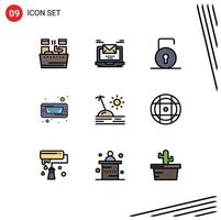 9 Creative Icons Modern Signs and Symbols of holiday hard disk laptop hard security Editable Vector Design Elements
