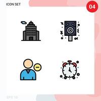 Set of 4 Modern UI Icons Symbols Signs for administration human museum night profile Editable Vector Design Elements