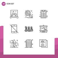 Pictogram Set of 9 Simple Outlines of amplifier pc security hardware allowed Editable Vector Design Elements