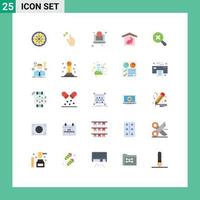 Mobile Interface Flat Color Set of 25 Pictograms of zoom in laptop nature robbit Editable Vector Design Elements