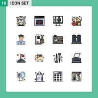 Set of 16 Modern UI Icons Symbols Signs for graduate student tools real estate Editable Creative Vector Design Elements