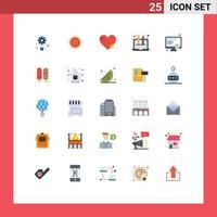 Set of 25 Commercial Flat Colors pack for design favorite flow like heart Editable Vector Design Elements