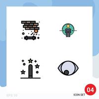 Modern Set of 4 Filledline Flat Colors Pictograph of brick coding play login development Editable Vector Design Elements