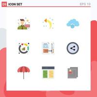 Pictogram Set of 9 Simple Flat Colors of data analysis city sales analytics Editable Vector Design Elements