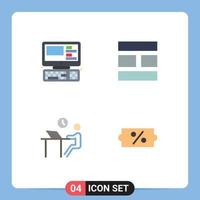 Pack of 4 creative Flat Icons of computer job education image person Editable Vector Design Elements