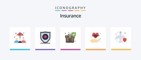 Insurance Flat 5 Icon Pack Including protection. insurance. security. fly. insurance. Creative Icons Design vector