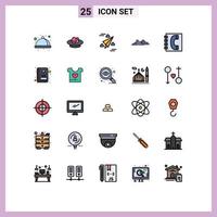 conjunto de 25 iconos modernos de ui símbolos signos para escena colina nido paisaje volar elementos de diseño vectorial editables vector