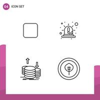 Set of 4 Modern UI Icons Symbols Signs for box finance alert red gold Editable Vector Design Elements