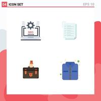 Editable Vector Line Pack of 4 Simple Flat Icons of seo suitcase setting to do list business Editable Vector Design Elements