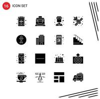 Pictogram Set of 16 Simple Solid Glyphs of person accessibility profession telecommunication network Editable Vector Design Elements