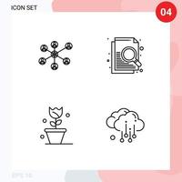 4 Universal Line Signs Symbols of wlan nature group search cloud Editable Vector Design Elements