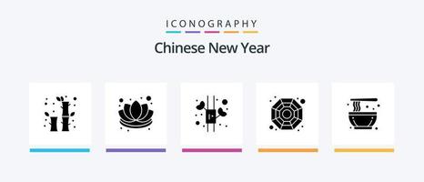 Chinese New Year Glyph 5 Icon Pack Including traditional. culture. bamboo. chinese. chinese. Creative Icons Design vector