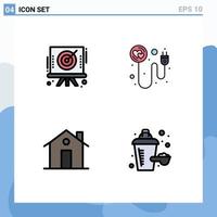 Universal Icon Symbols Group of 4 Modern Filledline Flat Colors of arrow chimney target recharge family Editable Vector Design Elements