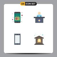 Pictogram Set of 4 Simple Flat Icons of communication mobile hospital medical appointment iphone Editable Vector Design Elements