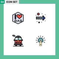 Modern Set of 4 Filledline Flat Colors and symbols such as dad touch arrow bus ok Editable Vector Design Elements