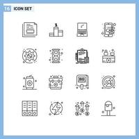 16 Creative Icons Modern Signs and Symbols of setting mobile computer email mobile Editable Vector Design Elements