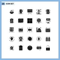 Universal Icon Symbols Group of 25 Modern Solid Glyphs of questions online air education music Editable Vector Design Elements